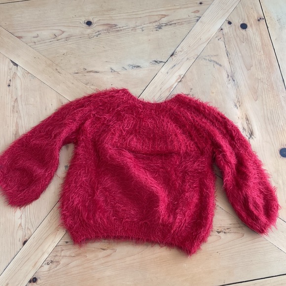 Zara Kids Knitwear Red Fuzzy Mohair Style Sweater Size 6 - Picture 4 of 5